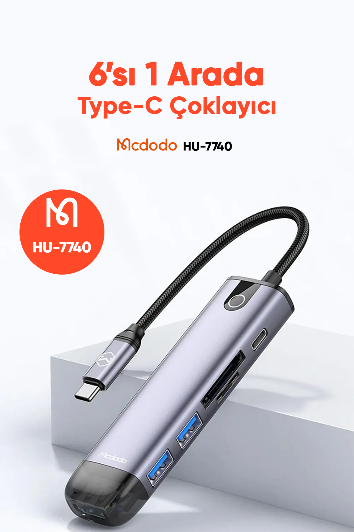 HU-7740 Type-C HDMI+USB 3.0 PD Macbook Çoklayıcı Adaptör-Gri Afişi