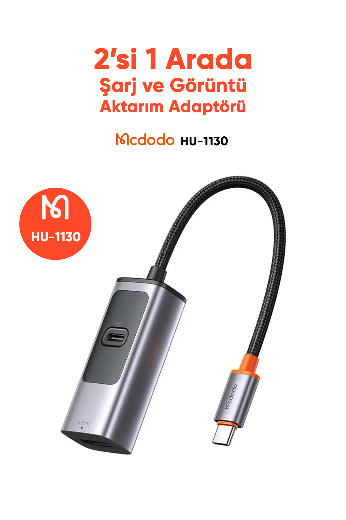 HU-1130 Type-C + 8K HDMI Type-C Çoklayıcı Adaptör - Gri Afişi