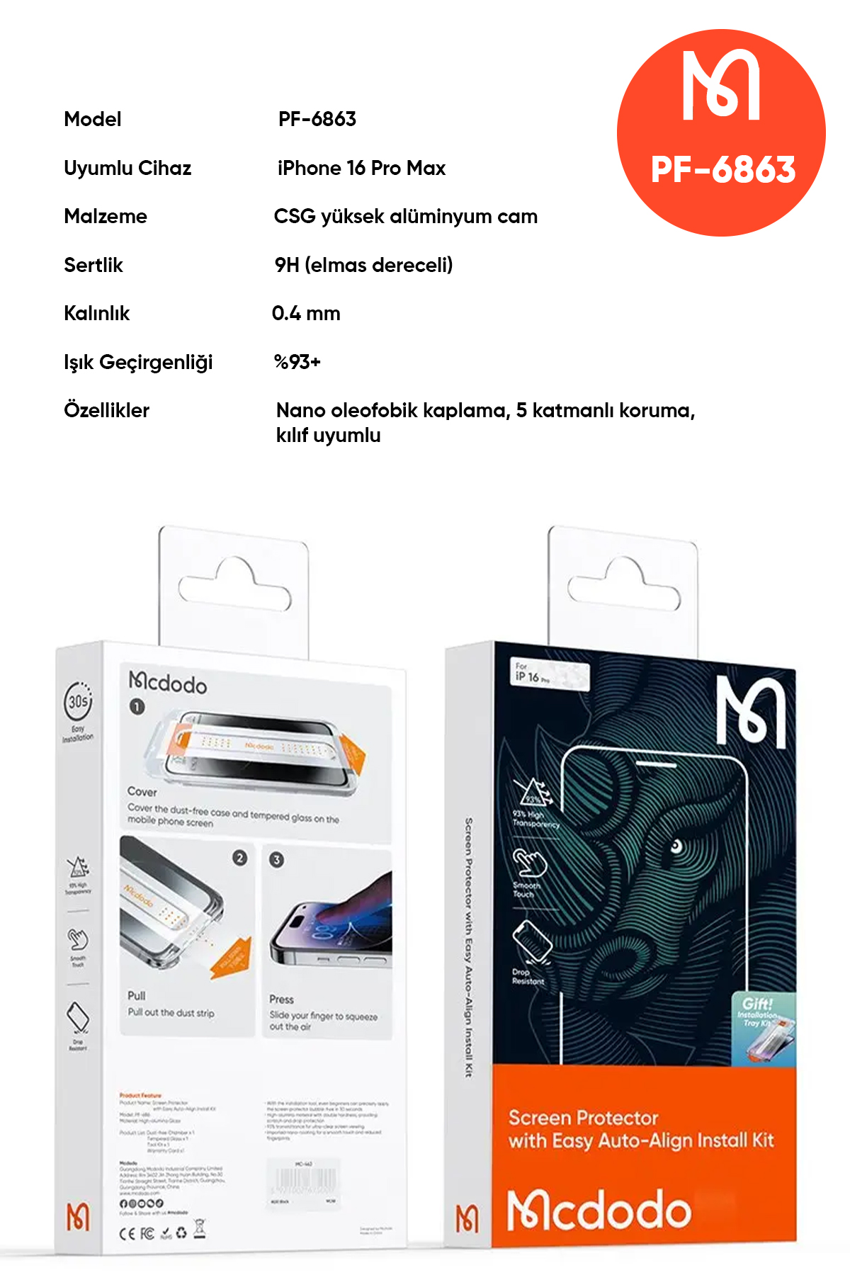 PF-6863 IPHONE 16 PRO MAX EKRAN KORUYUCU Afişi