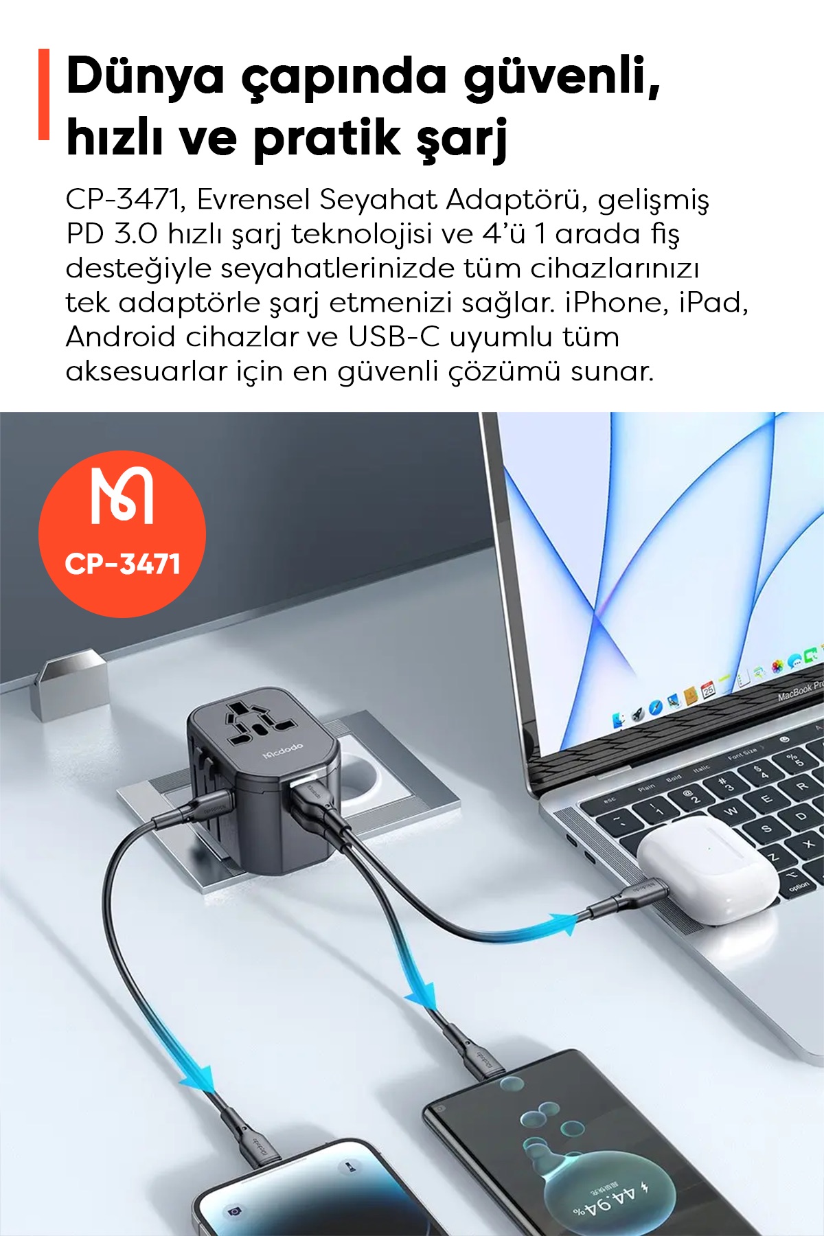 CP-3471 Priz Dönüştürücü - Universal Seyahat Adaptörü Afişi