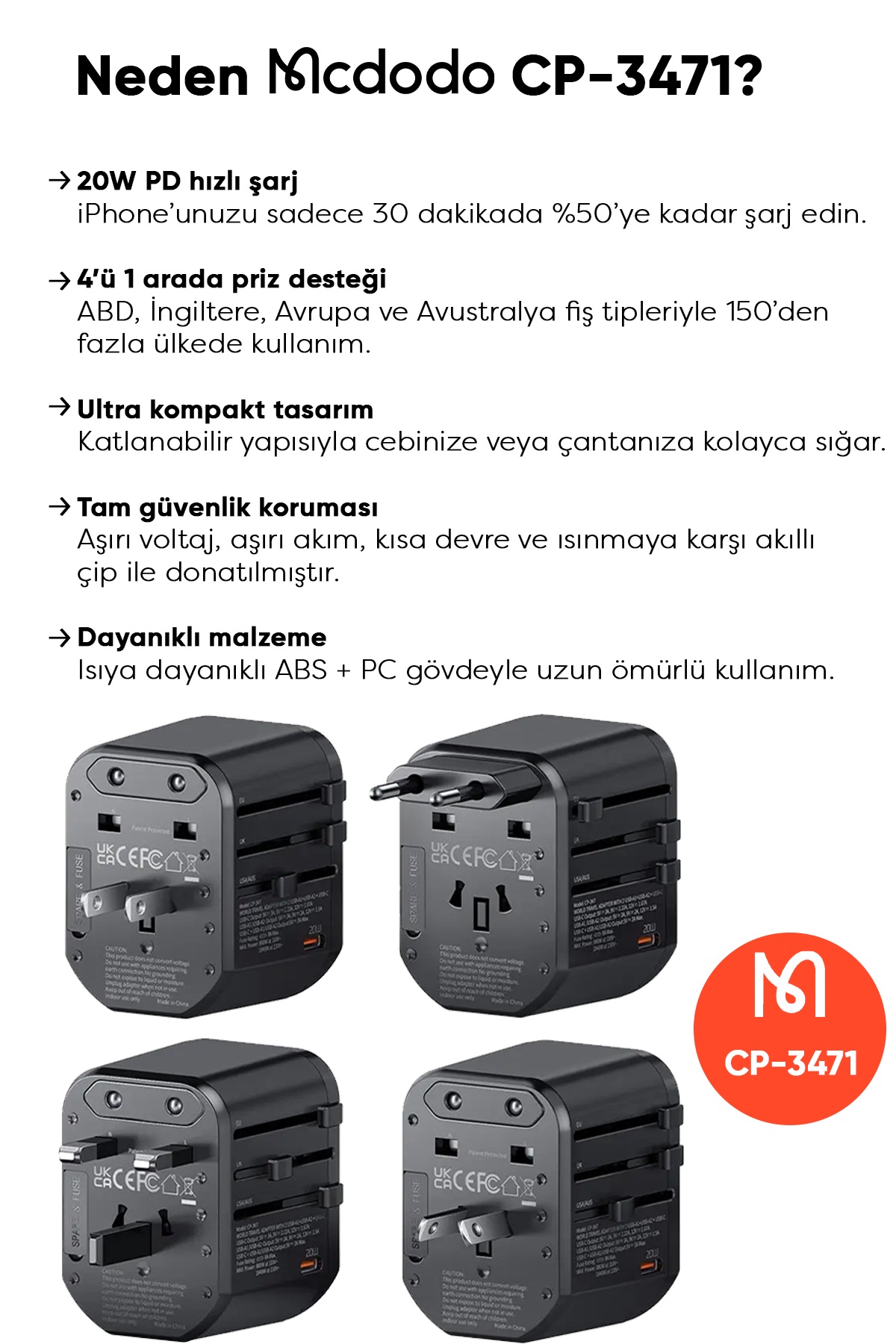 CP-3471 Priz Dönüştürücü - Universal Seyahat Adaptörü Afişi
