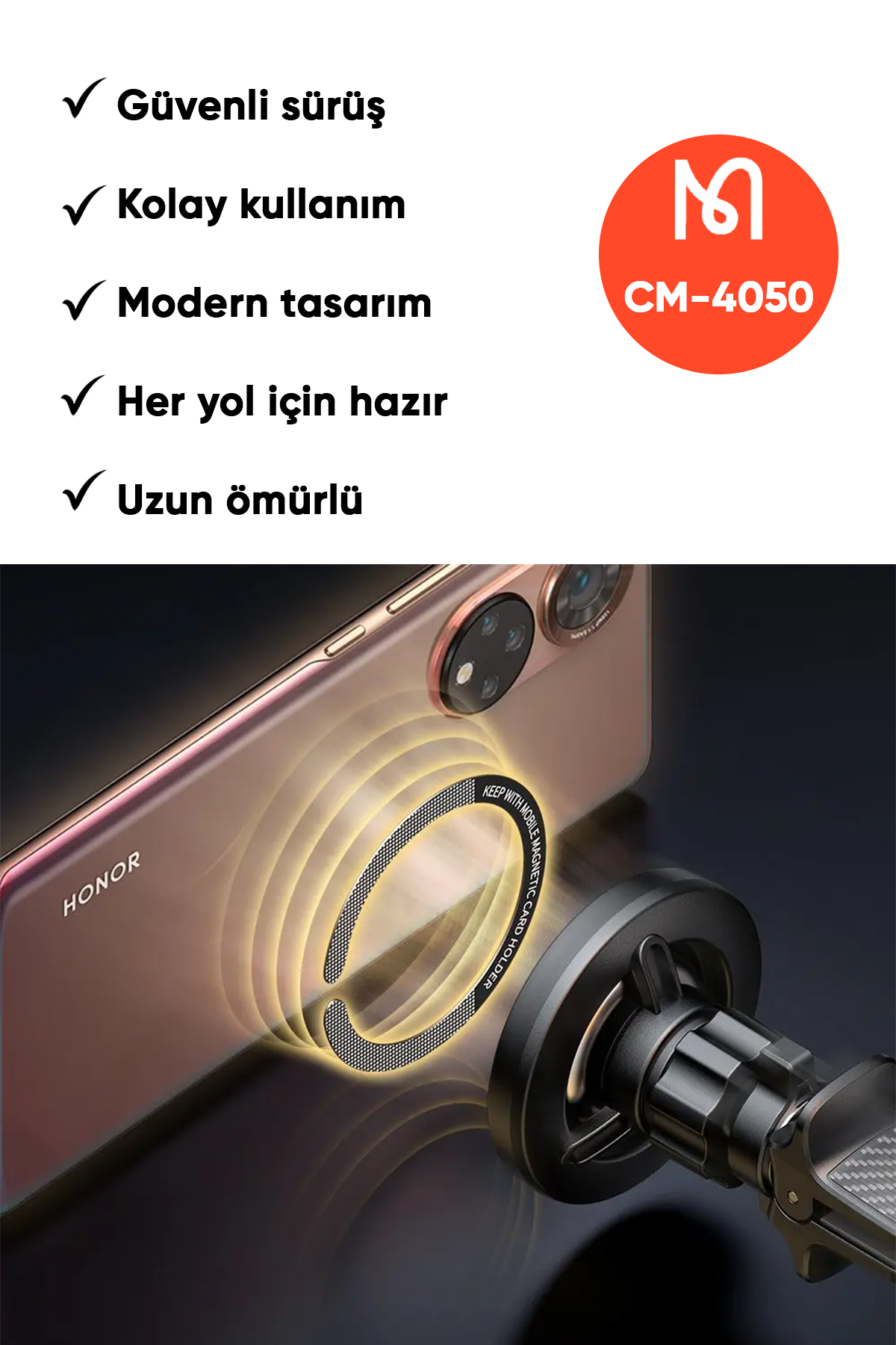 CM-4050 360° Dönebilen Manyetik Araç İçi Telefon Tutucu Afişi