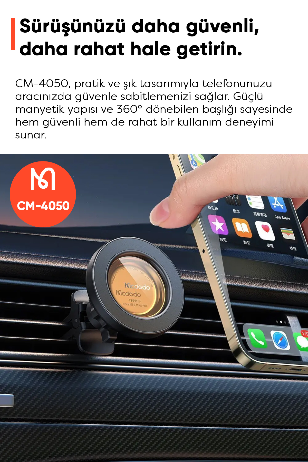 CM-4050 360° Dönebilen Manyetik Araç İçi Telefon Tutucu Afişi